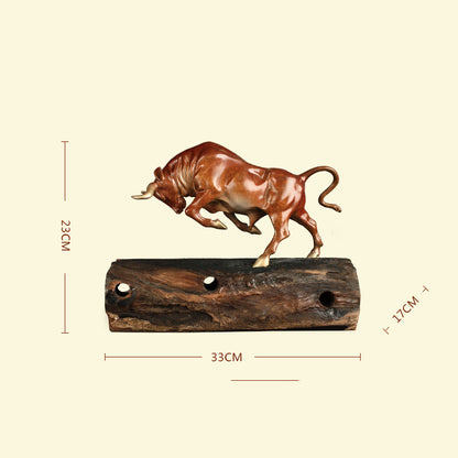Premium Brass Bull Sculpture - Handcrafted Copper Desk Statue