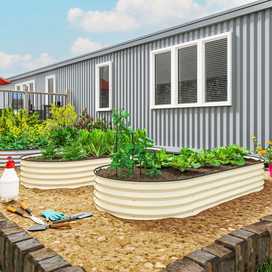 Raised Garden Bed Set - 2 Pack, 7' x 3' x 1' - Cream White