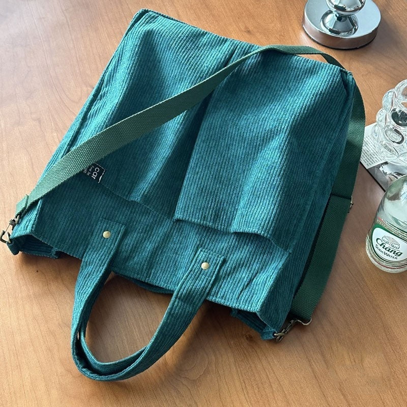 Corduroy Multi-Pocket Messenger Bag