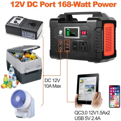 Portable Power Station 200W - FlashFish 40800mAh Solar Generator with AC Outlet, USB & DC Ports for Camping & Emergency