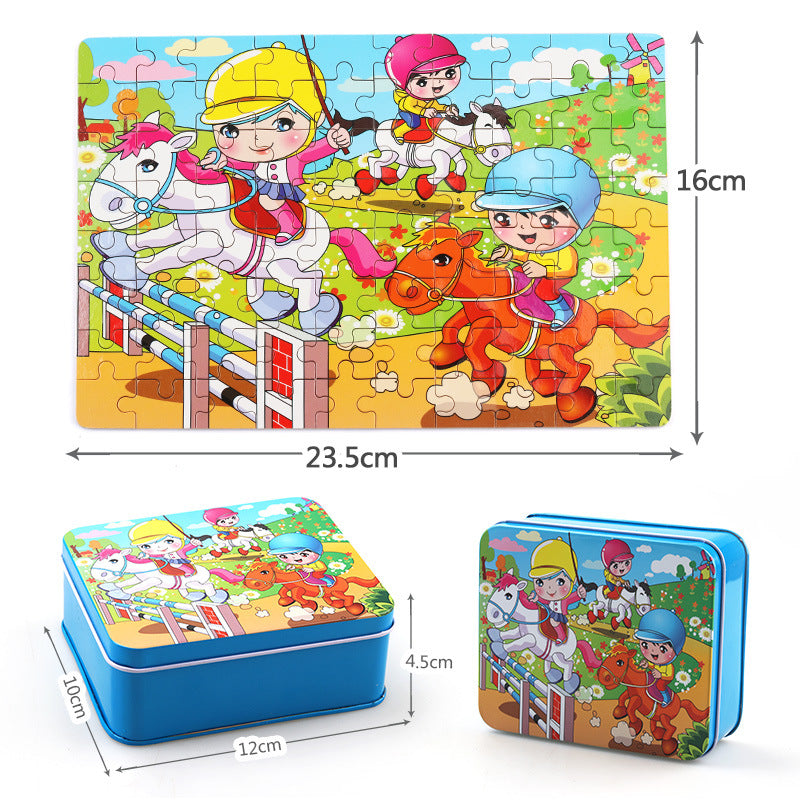 80-Piece Wooden Animal Puzzle - Educational Toy for Kids