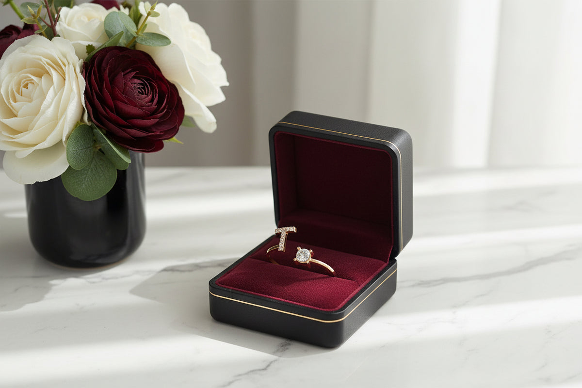 Personalized Initial Letter Ring | Adjustable Zircon Ring for Women