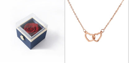 Acrylic Ring Box - Valentine's Day Proposal & Engagement Gift Box with Rose