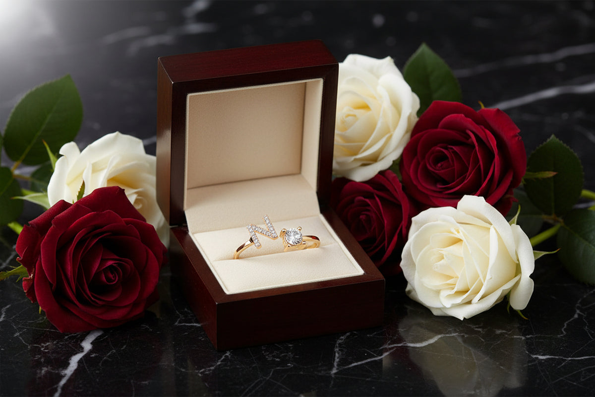Personalized Initial Letter Ring | Adjustable Zircon Ring for Women