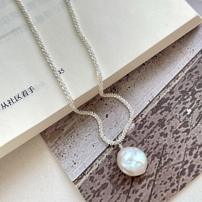 Sterling Silver Baroque Pearl Necklace - Natural Freshwater Pearl Jewelry for Women