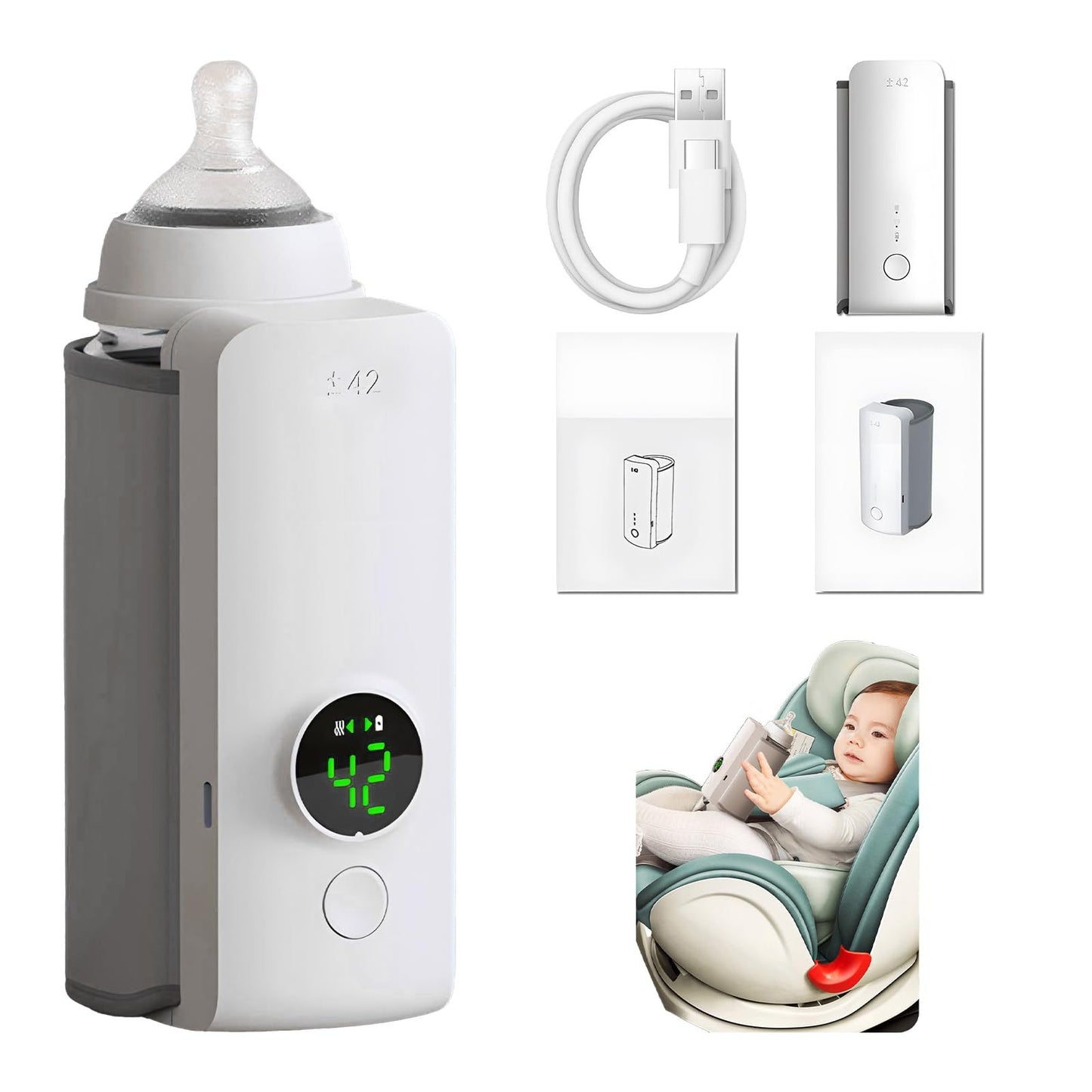 Portable Baby Bottle Warmer - Smart Temperature Control & Travel-Friendly Design