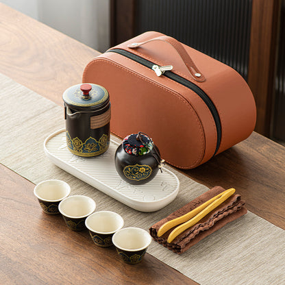 Tea Set Suit Ceramic One Pot Four Cups Gift Box
