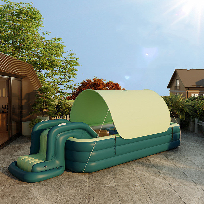 Children's Inflatable Swimming Pool with Shade & Slide