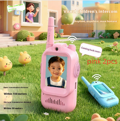 Miniature Wireless Video Walkie-Talkies for Children, Handheld, Two-Pack, Rechargeable.