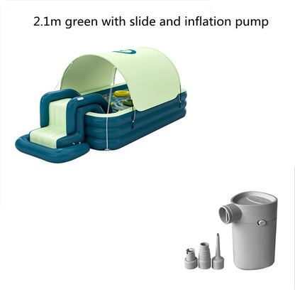 Children's Inflatable Swimming Pool with Shade & Slide