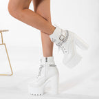 Platform Booties Women's High Heel Chunky Heel Martin Boots