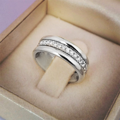 Two-Tone Zircon Ring – Gold & Silver Plated, Geometric Design