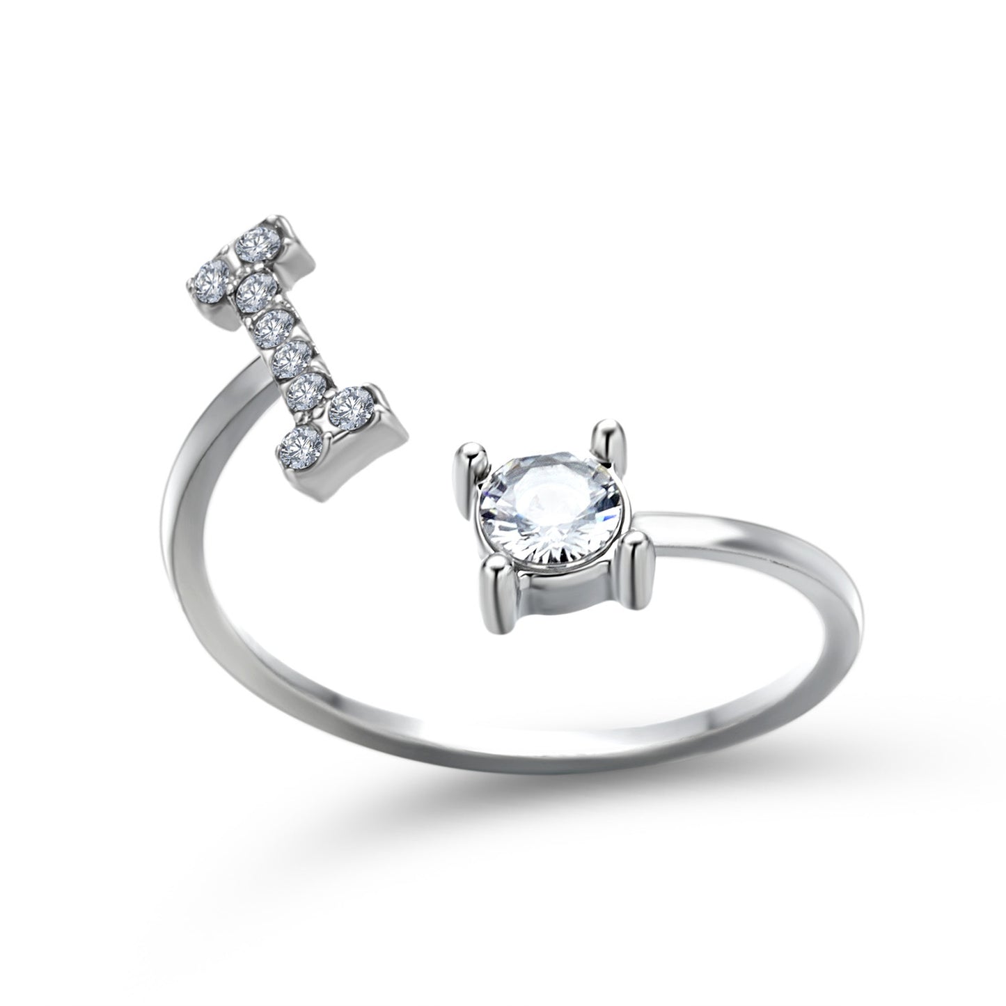 Personalized Initial Letter Ring | Adjustable Zircon Ring for Women