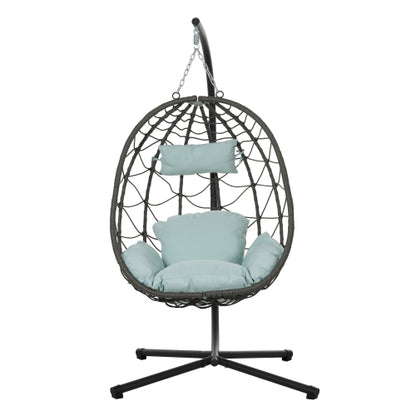 Wicker Hanging Egg Chair with Stand — Indoor & Outdoor Swing Chair