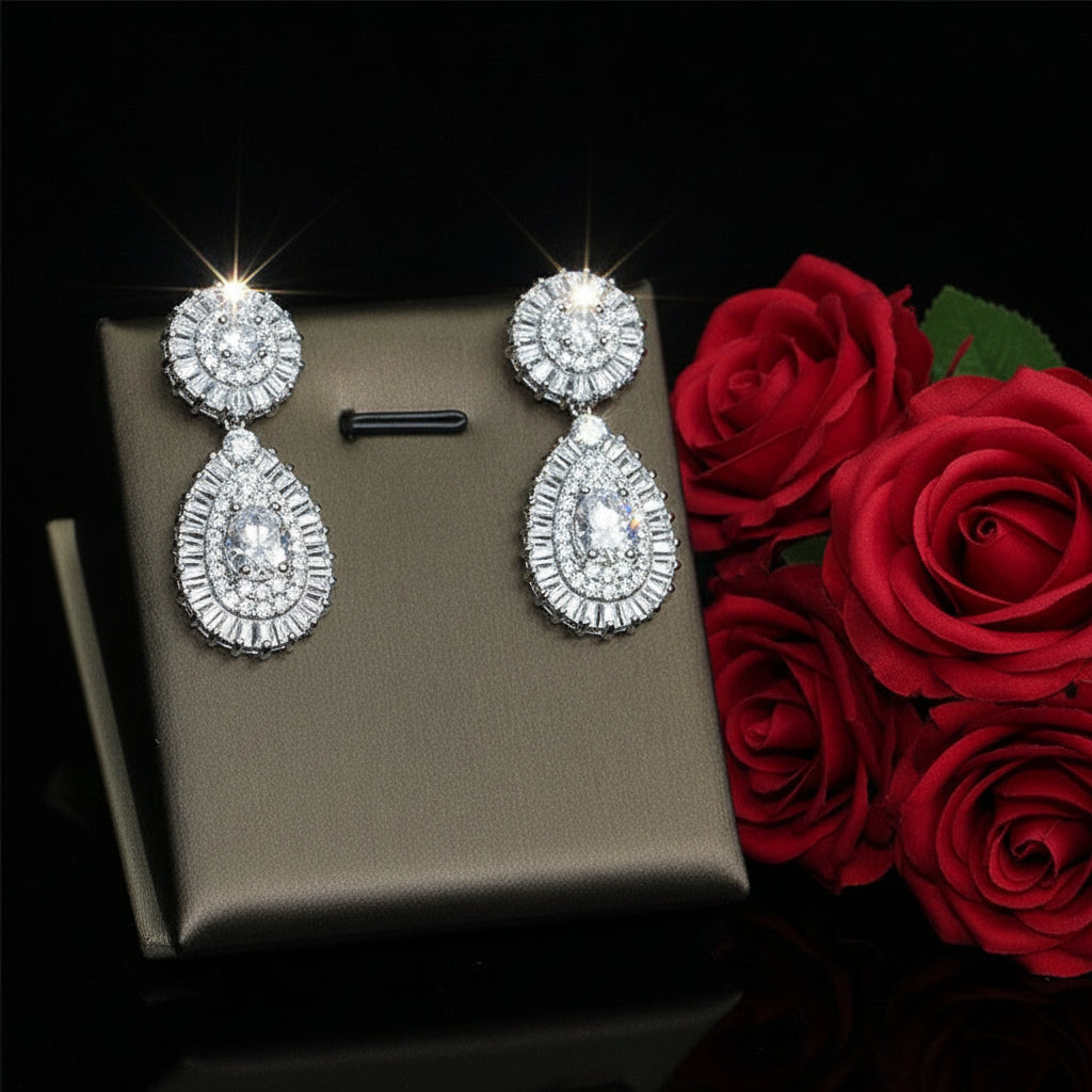 Zircon Botanical Jewelry Set – Necklace, Bracelet, Ring & Earrings