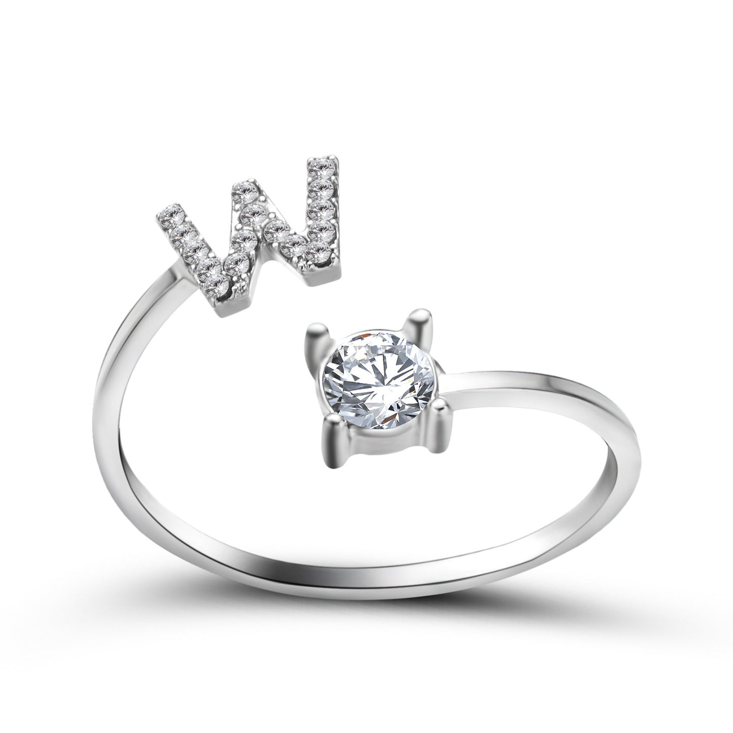 Personalized Initial Letter Ring | Adjustable Zircon Ring for Women