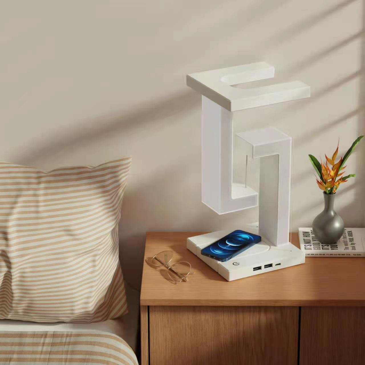 Wireless Charging Suspension Table Lamp - Floating Balance Lamp for Bedroom
