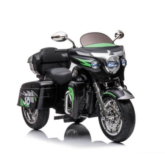 Kids 12V Electric Motorcycle – 2-Seat 3-Wheel Ride-On with Music, Lights & Storage, Ages 3–8