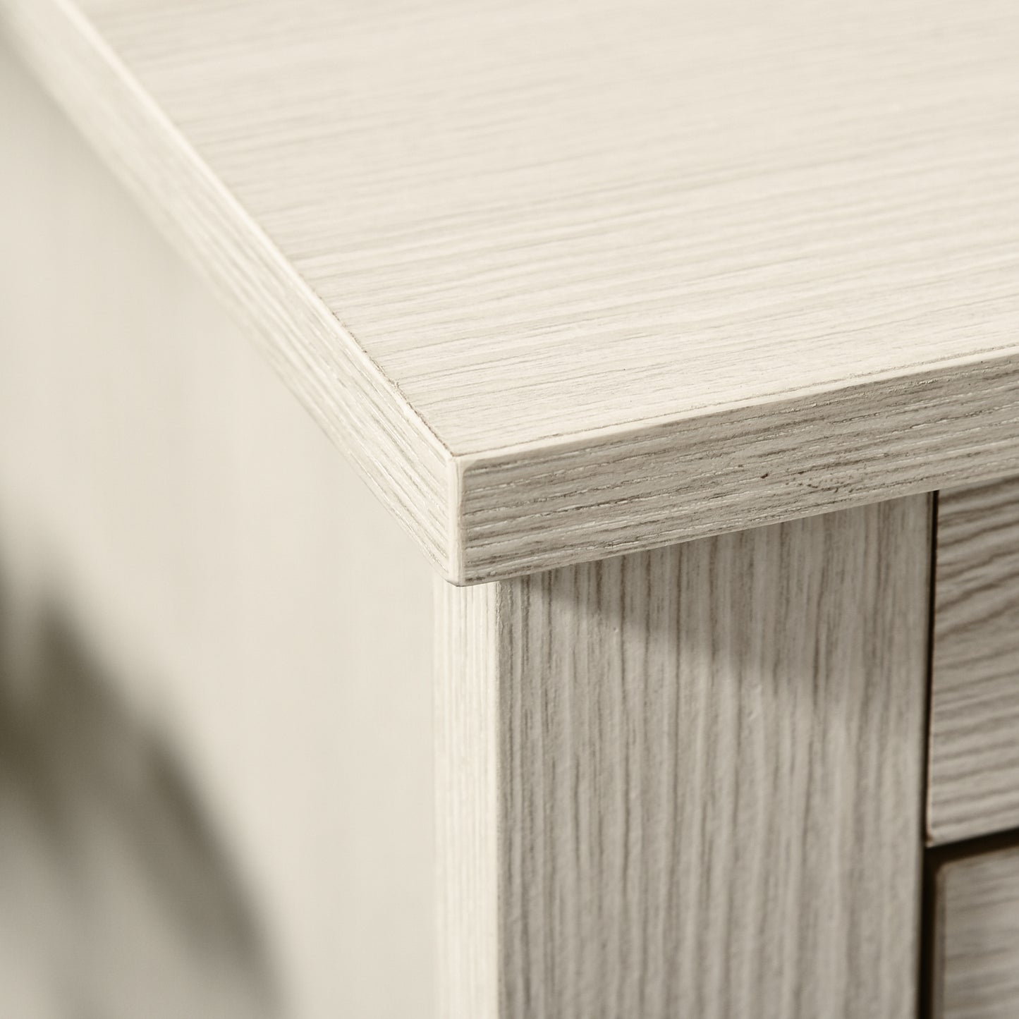 Farmhouse Computer Desk with Storage, Home Office Desk with 2 Drawers and 2 Cabinets, Cream White