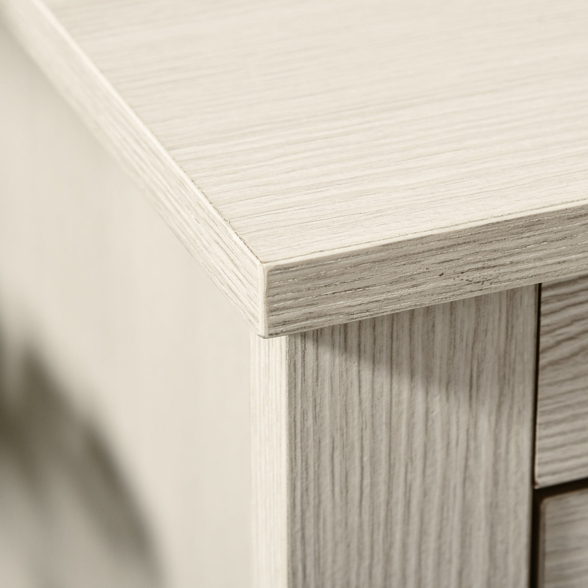 Farmhouse Computer Desk with Storage, Home Office Desk with 2 Drawers and 2 Cabinets, Cream White