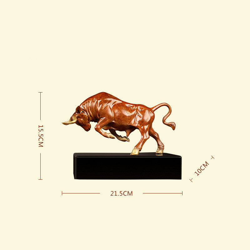 Premium Brass Bull Sculpture - Handcrafted Copper Desk Statue