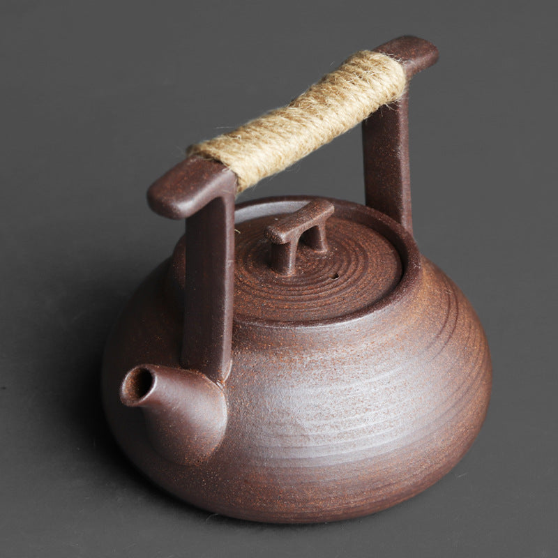 Vintage-Style Portable Stoneware Travel Teapot