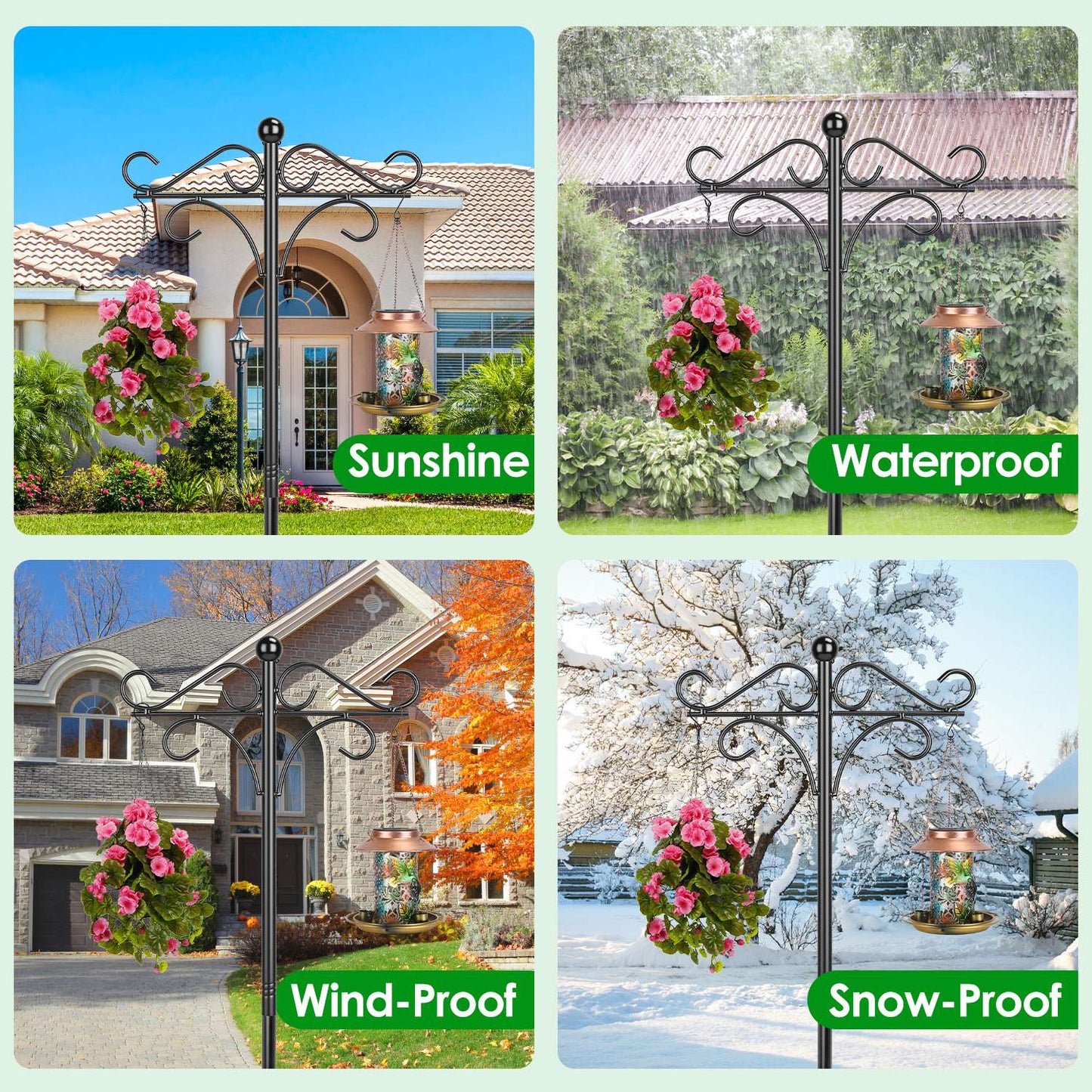 2-Pack Heavy Duty Double Shepherd's Hook — Bird Feeder & Garden Hanging Pole