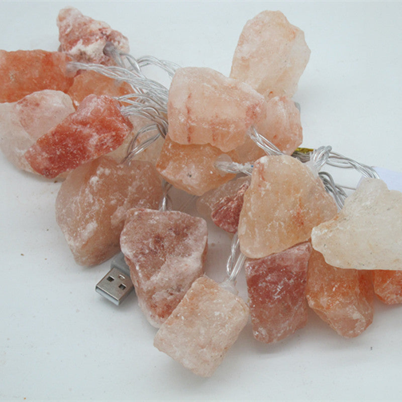 Himalayan Rose Salt Night Light with LED String