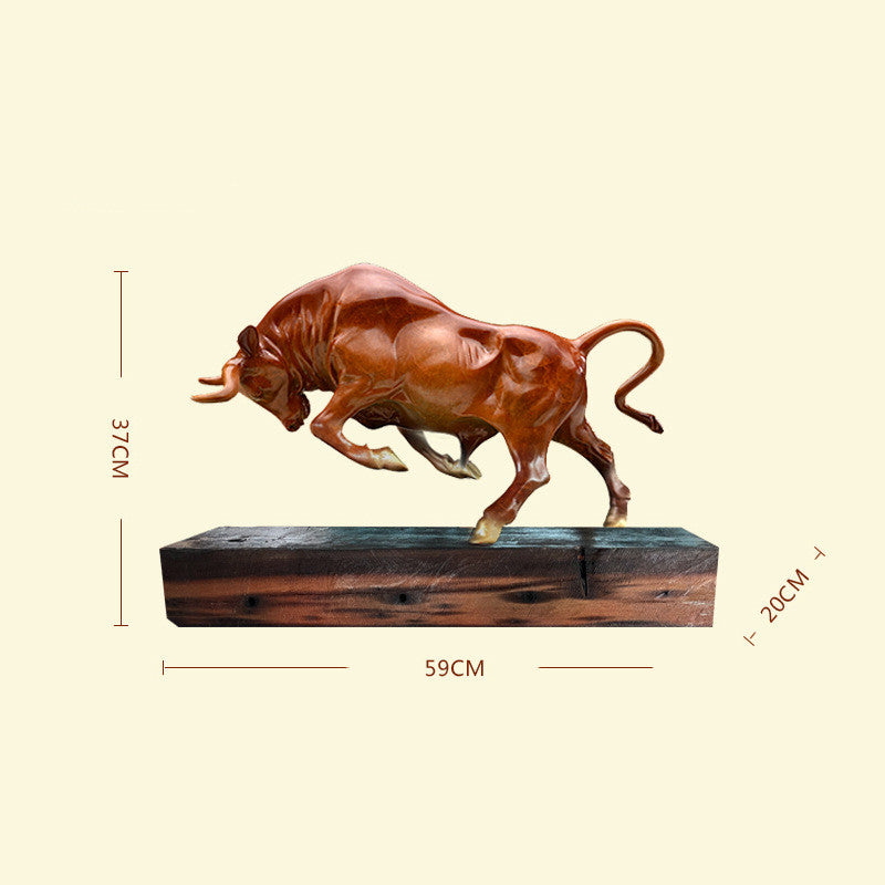 Premium Brass Bull Sculpture - Handcrafted Copper Desk Statue
