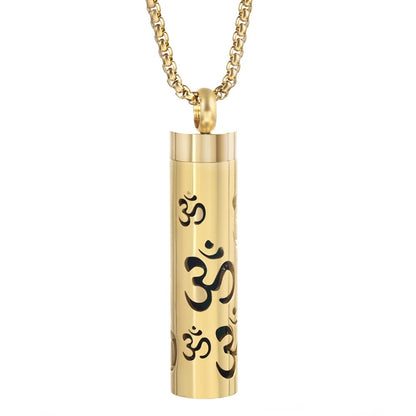 Gold Stainless Steel Aromatherapy Necklace - Cylindrical Hollow Pendant Essential Oil Diffuser