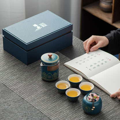 Tea Set Suit Ceramic One Pot Four Cups Gift Box