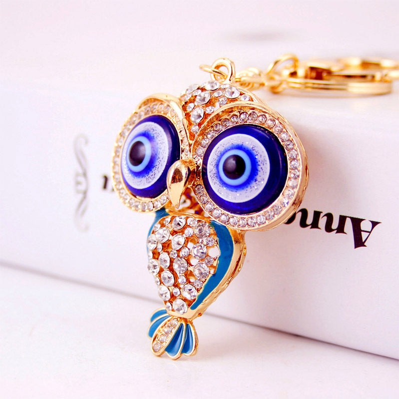 Creative Cartoon Diamond  Owl Car Keychain Pendant