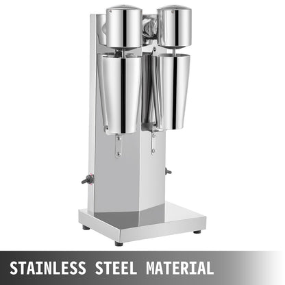 Electric Milkshake Maker Machine - Double Head Stainless Steel Mixer, 180W