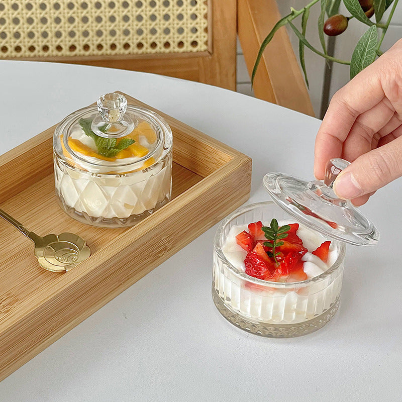 Glass Pudding & Dessert Cup Set – 4 Bowls, Spoons & Tray