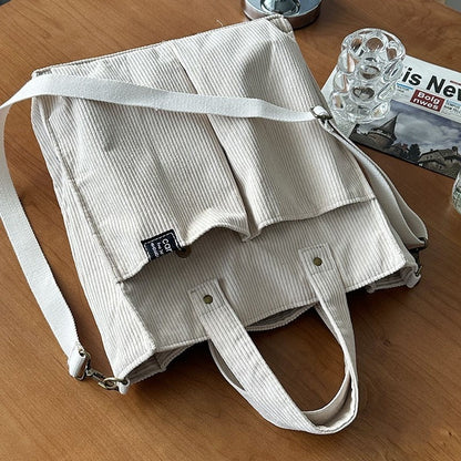 Corduroy Multi-Pocket Messenger Bag