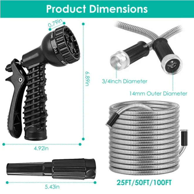 Heavy-Duty Stainless Steel Garden Hose