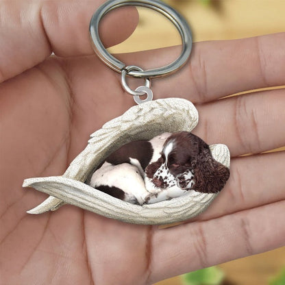 Angel 🪽 wings covering are sleeping bestie fur buddies memories Keychain