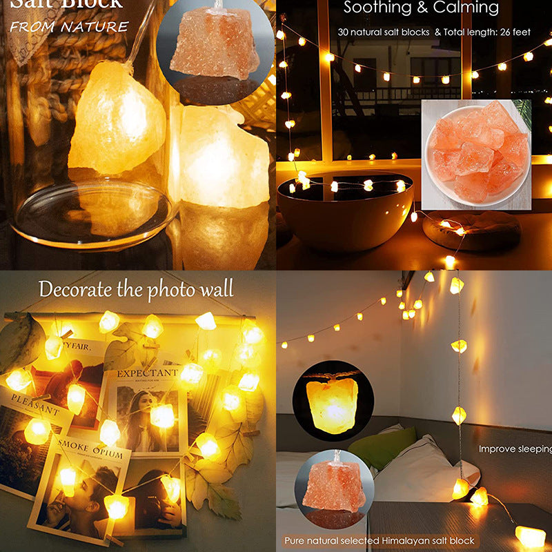 Himalayan Rose Salt Night Light with LED String