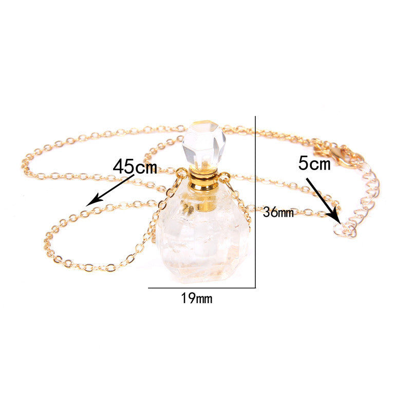 Natural White Crystal Perfume Bottle - Essential Oil Aromatherapy Pendant Necklace