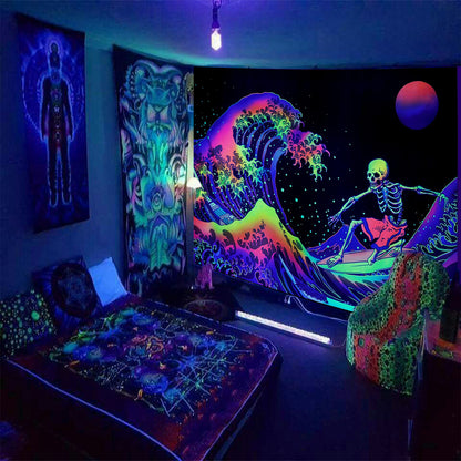 Astronaut Sky Skull Mushroom Tapestry