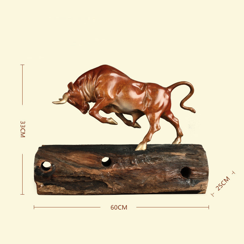 Premium Brass Bull Sculpture - Handcrafted Copper Desk Statue