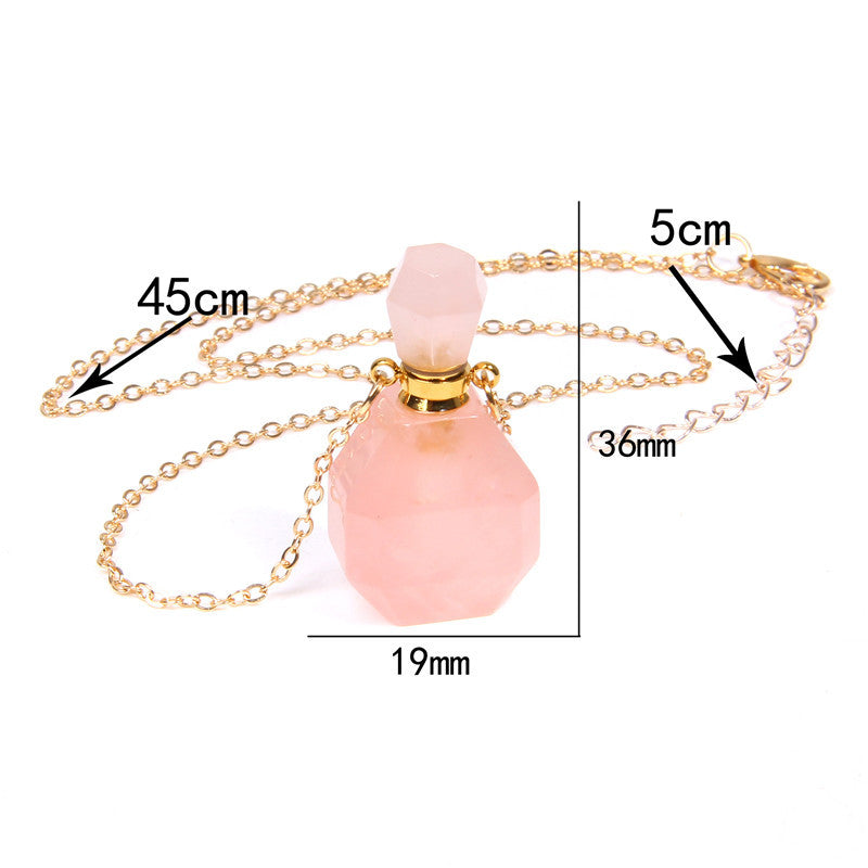 Natural White Crystal Perfume Bottle - Essential Oil Aromatherapy Pendant Necklace