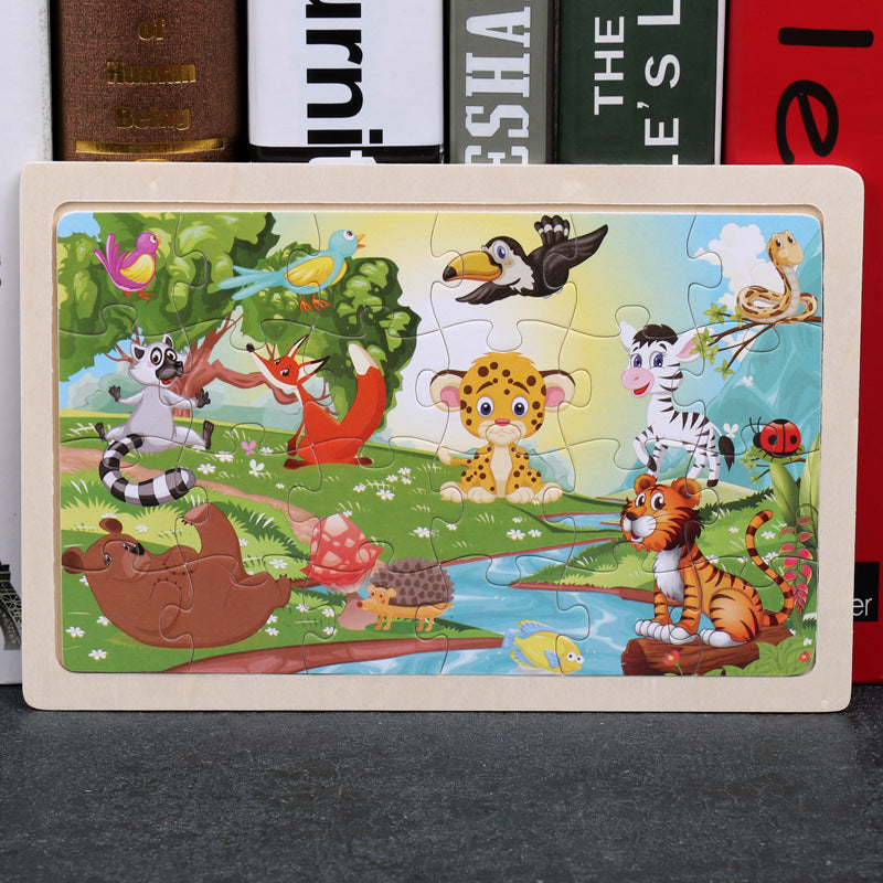 80-Piece Wooden Animal Puzzle - Educational Toy for Kids