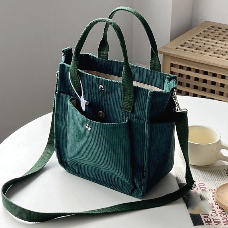 Corduroy Multi-Pocket Messenger Bag
