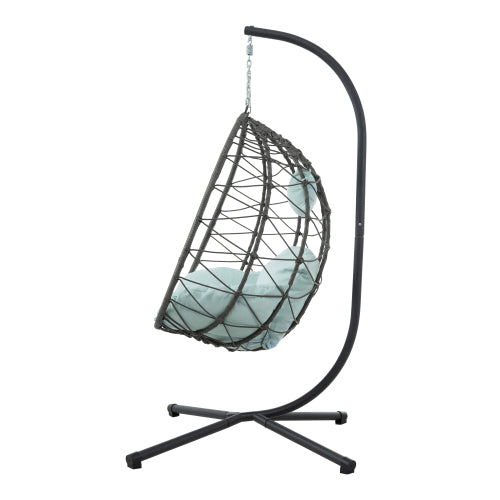 Wicker Hanging Egg Chair with Stand — Indoor & Outdoor Swing Chair