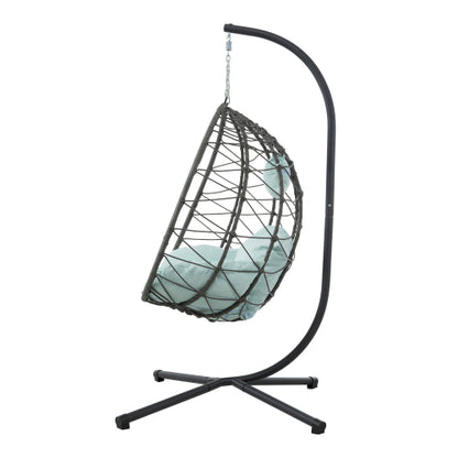 Wicker Hanging Egg Chair with Stand — Indoor & Outdoor Swing Chair