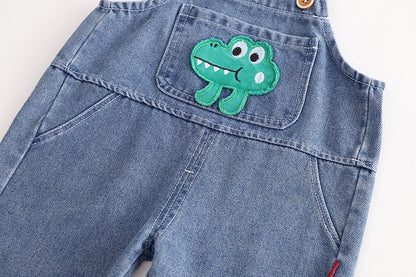 Baby Fall Two-Piece Outfit: Hooded Top and Overalls Set