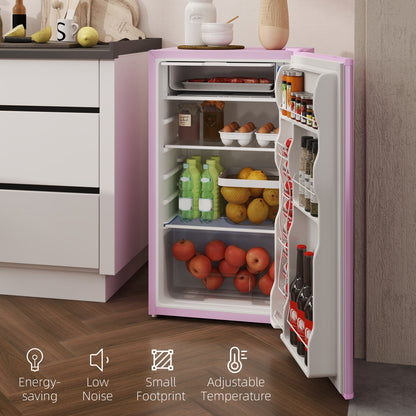 3.2 Cu.Ft Mini Fridge with Freezer - Compact Refrigerator - Pink