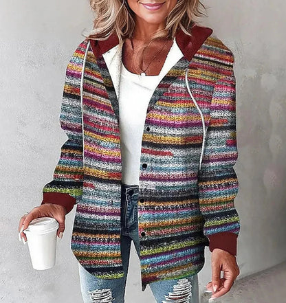 Women's Casual Plaid Hooded Coat for Autumn & Winter