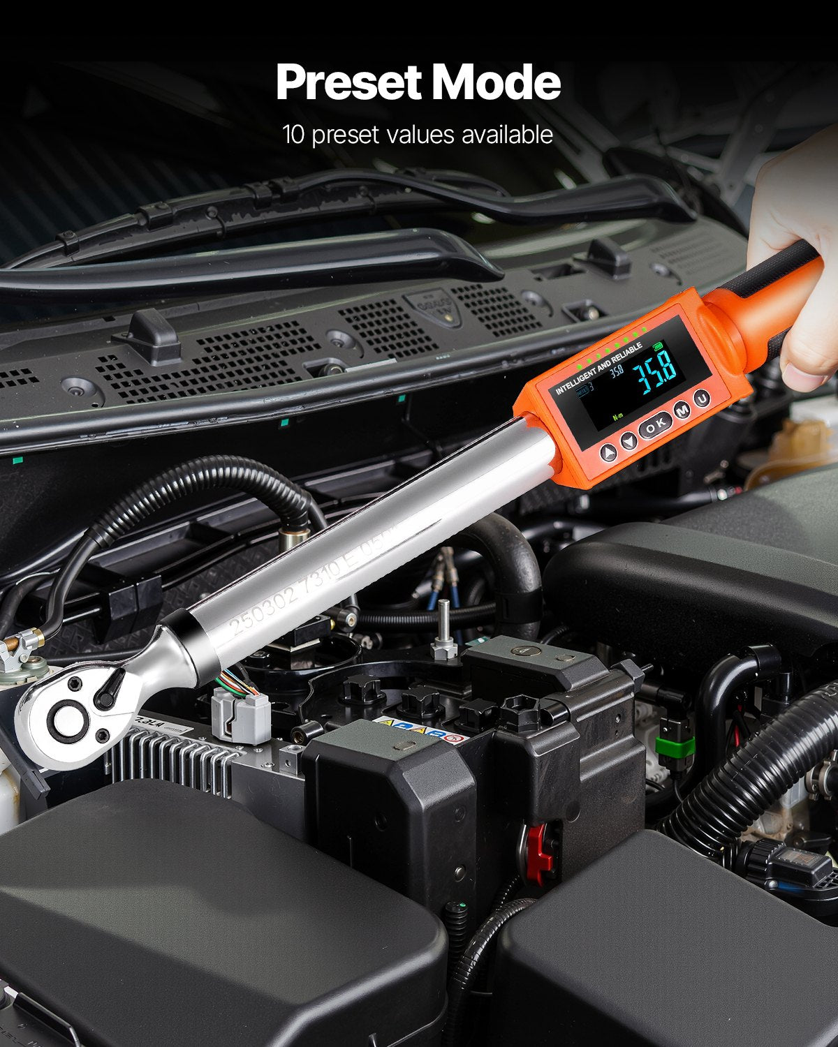 Digital Torque Wrench Set, 2 Pieces, 1-2, 3-8 Inch Drive, 72-Tooth High Accuracy Electronic Torque Wrench With Preset Value, Buzzer And LED Notification, For Automotive Motorcycle